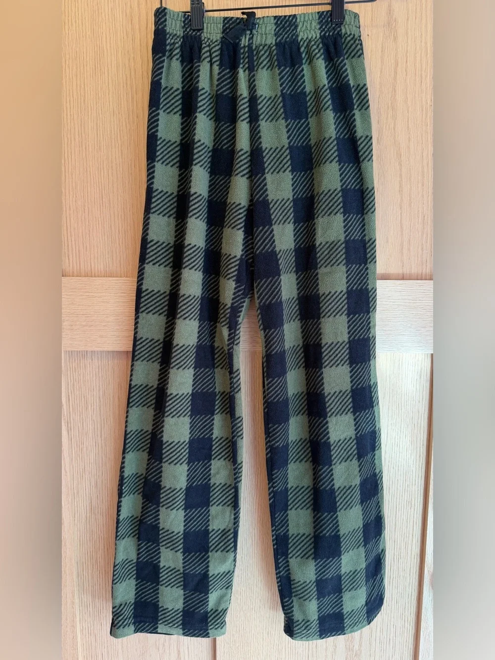 Kids Plaid Jogger Pants in Olive Green and Black
